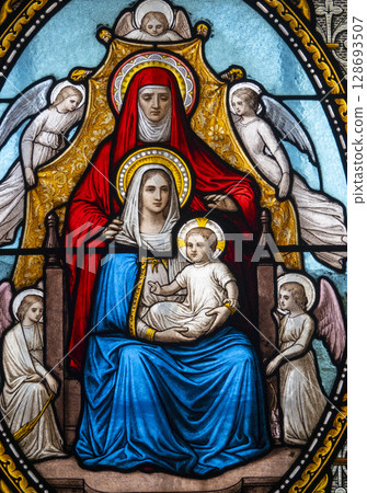 Mary with St. Anne and Jesus 128693507