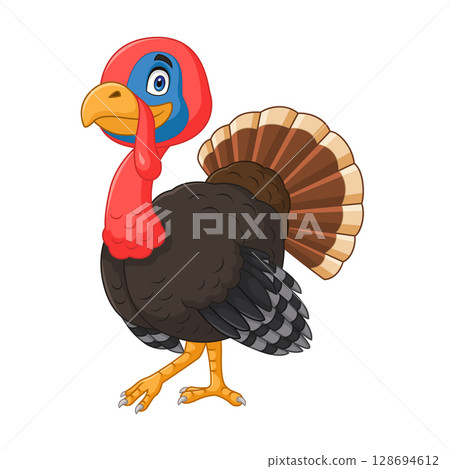 Cartoon turkey isolated on white background 128694612