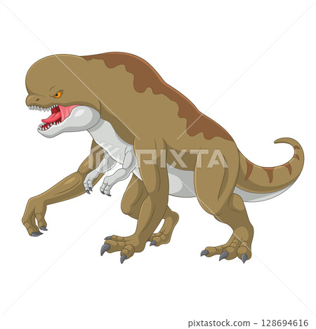 Cartoon distortus rex on white background 128694616