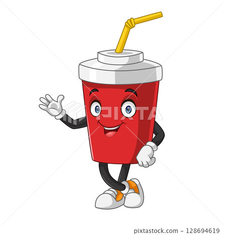 Cartoon mascot cute drink on white background Cartoon mascot cute drink on white background 128694619