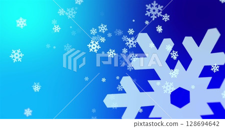Digital image of snowflakes falling icon against spot of light on blue background Digital image of snowflakes falling icon against spot of light on blue background 128694642