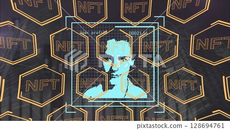 Image of people icons over nft texts Image of people icons over nft texts 128694761