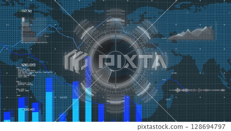 Image of scope scanning and data processing over grid Image of scope scanning and data processing over grid 128694797