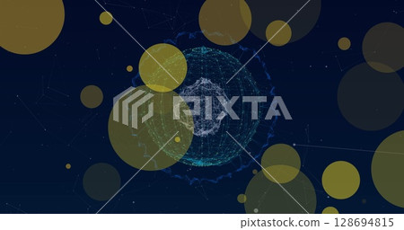 Image of moving shapes on black background 128694815