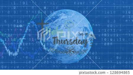 Image of data processing over holy thursday text Image of data processing over holy thursday text 128694865