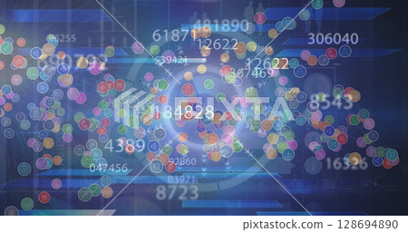 Image of data processing over blue background 128694890