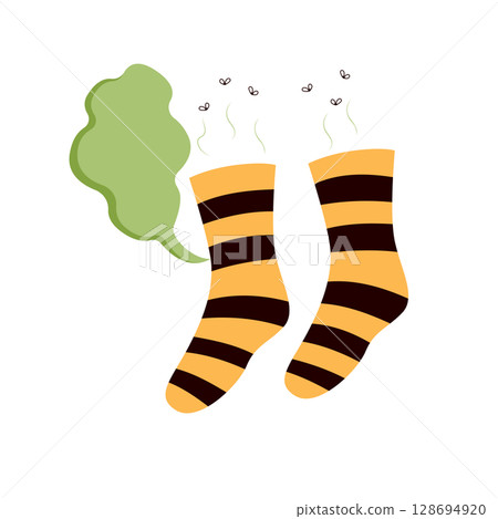 Stinky Socks with Flies Cartoon Vector Illustration 128694920
