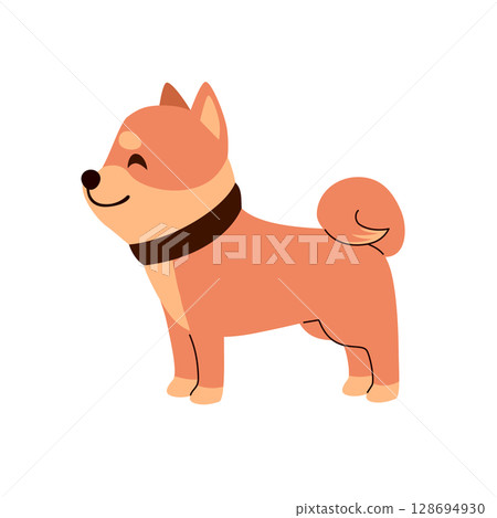 Shiba Inu Dog Profile Cartoon Vector Illustration 128694930