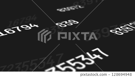 Image of changing numbers on black background Image of changing numbers on black background 128694948