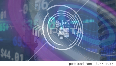 Image of data processing over cityscape 128694957