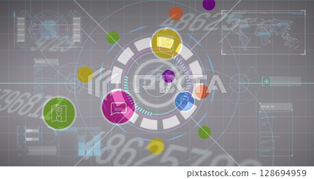 Image of data processing over gray background 128694959