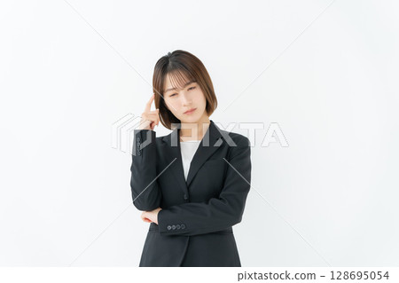女商人，年輕女子，擔心 128695054
