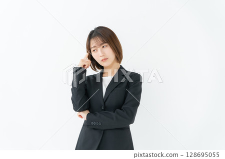 女商人，年輕女子，擔心 128695055