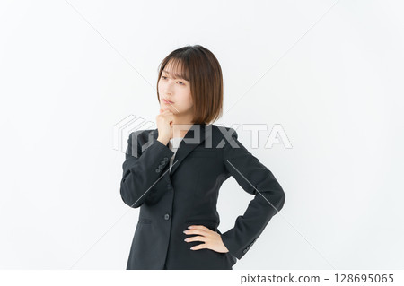 女商人，年輕女子，擔心 128695065