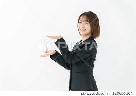 Business woman, young woman, waving her hands Business woman, young woman, waving her hands 128695104