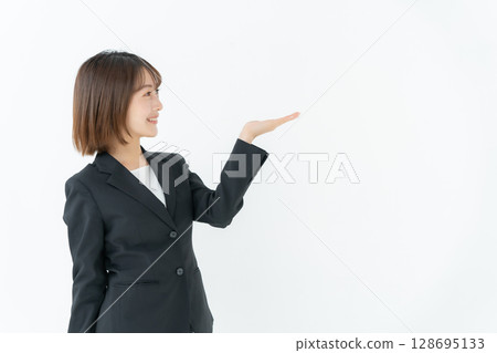 Business woman, young woman, waving her hands Business woman, young woman, waving her hands 128695133