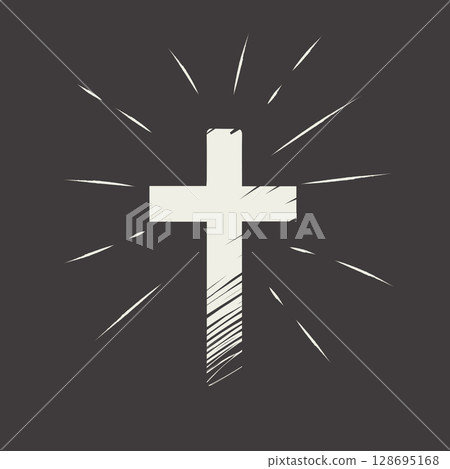 White Cross on Black Background Cartoon Vector White Cross on Black Background Cartoon Vector 128695168