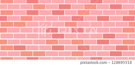 Cartoon Vector of Long Pink Brick Wall Background Illustration 128695318