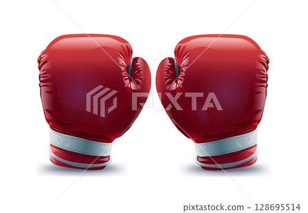 Boxing gloves trade war concept illustration. Two red boxing gloves facing each other symbolize conflict and competition on a white background Boxing gloves trade war concept illustration. Two red boxing gloves facing each other symbolize conflict and competition on a white background 128695514