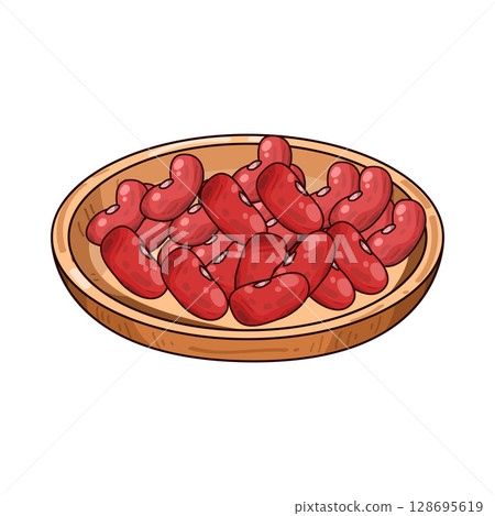 illustration of beans on wooden plate 128695619