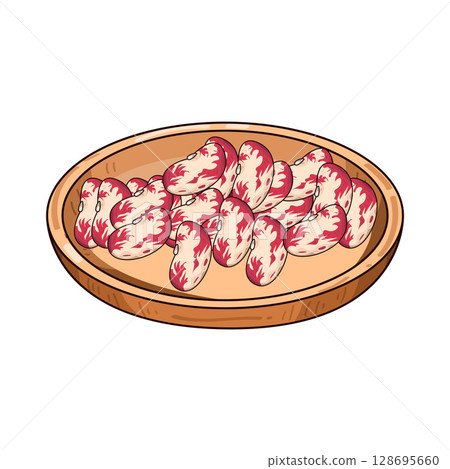 illustration of beans on wooden plate illustration of beans on wooden plate 128695660