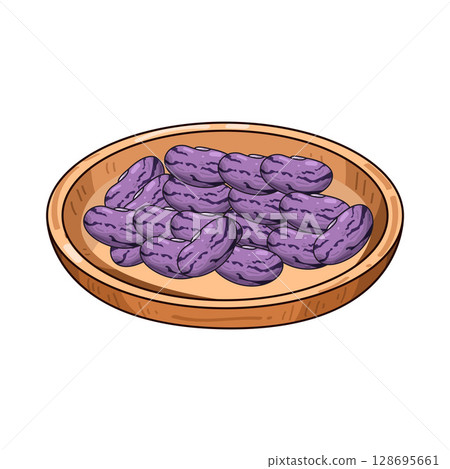 illustration of beans on wooden plate illustration of beans on wooden plate 128695661