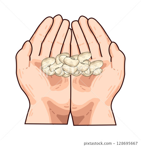 hand holding beans hand holding beans 128695667