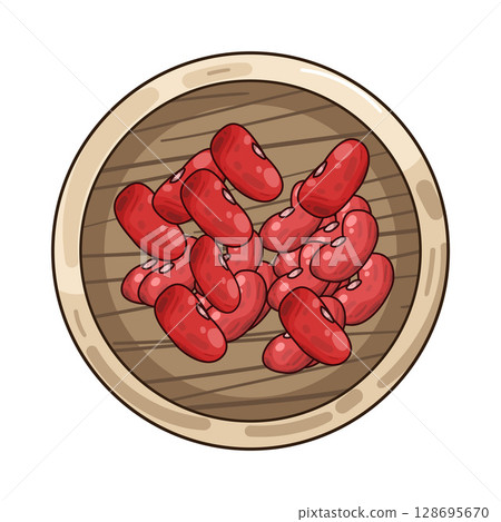 illustration of beans on wooden plate illustration of beans on wooden plate 128695670