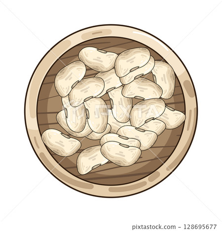 illustration of beans on wooden plate illustration of beans on wooden plate 128695677