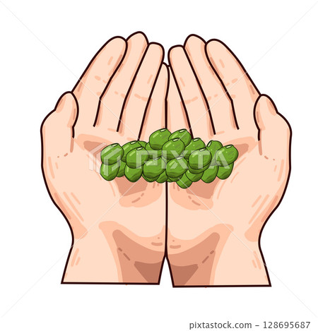 hand holding beans 128695687