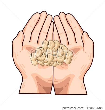hand holding beans 128695688