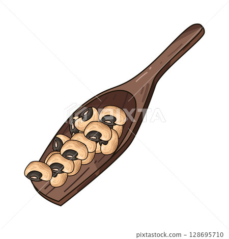 illustration of beans on wooden spoon illustration of beans on wooden spoon 128695710