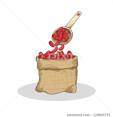 illustration of sack of beans 128695715