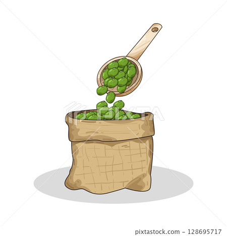 illustration of sack of beans 128695717