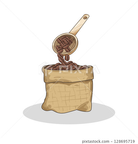 illustration of sack of beans illustration of sack of beans 128695719