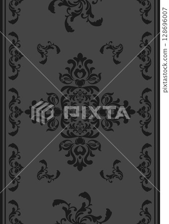 A seamless damask pattern in shades of grey, featuring ornate floral and scroll motifs. Ideal for backgrounds, wallpaper, textiles, or elegant design projects. A seamless damask pattern in shades of grey, featuring ornate floral and scroll motifs. Ideal for backgrounds, wallpaper, textiles, or elegant design projects. 128696007