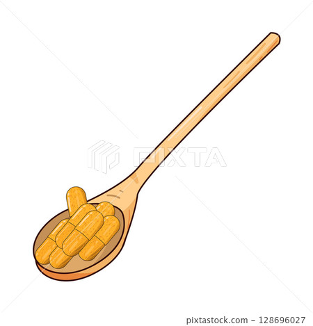 illustration of capsules in spoon 128696027