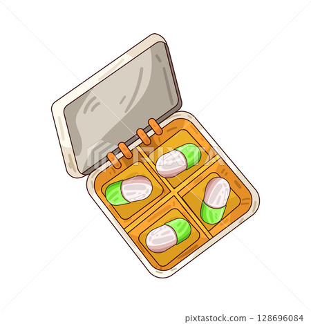 illustration of pill organizer illustration of pill organizer 128696084