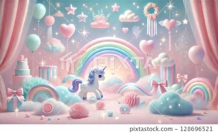 夢幻可愛的生日背景 夢幻可愛的生日背景 128696521