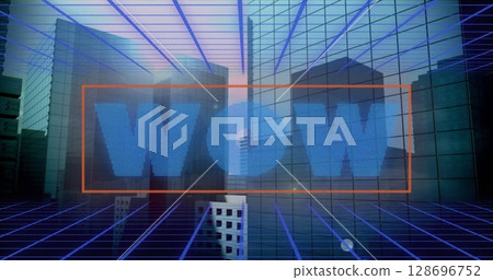 Image of wow text over cityscape 128696752