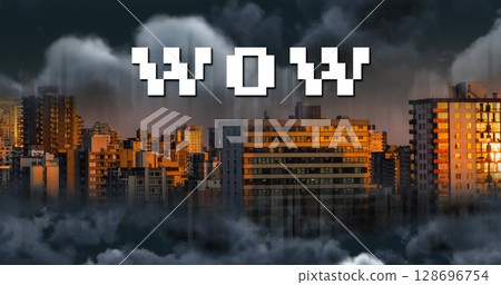 Image of wow text over cityscape Image of wow text over cityscape 128696754