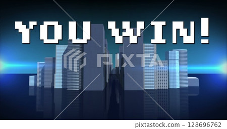 Image of you win text over cityscape 128696762