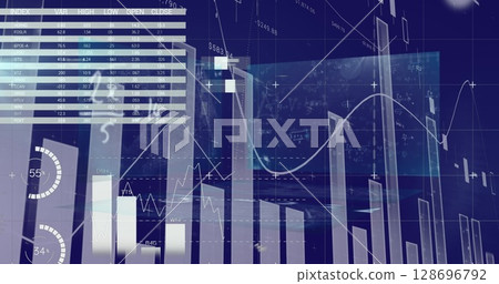 Image of data processing over blue background Image of data processing over blue background 128696792