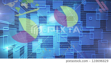 Image of data processing over blue background Image of data processing over blue background 128696829