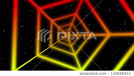 Digital image of abstract shapes moving against black background Digital image of abstract shapes moving against black background 128696931