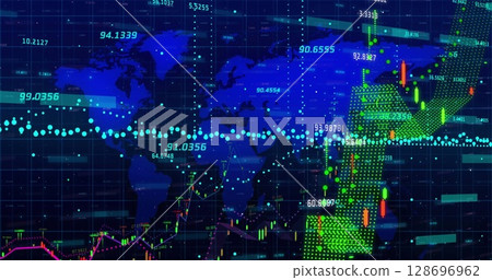 Image of text with globe and network of connections 128696962