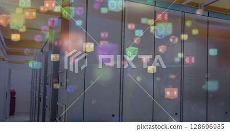 Image of text with globe and network of connections 128696985