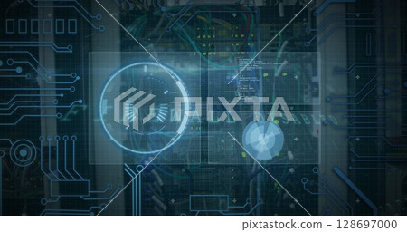 Image of data processing over server room 128697000