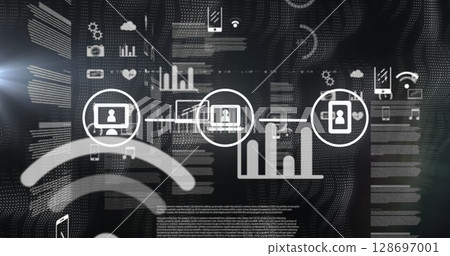Image of text with globe and network of connections Image of text with globe and network of connections 128697001