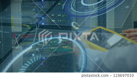 Image of text with globe and network of connections Image of text with globe and network of connections 128697010